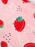 Strawberry Print Short Sleeve Pajama Set for Women - Soft Micro Elasticity Polyester Fabric, Cute Lapel Collar, Random Printing, Machine Washable, All-Season Sleepwear - Comfortable and Adorable Fruit Patterned PJs for a Relaxing Nights Sleep