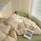elvesmall Pastel Plaid Bedsheet Set