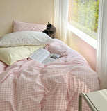 elvesmall Pastel Plaid Bedsheet Set