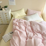 elvesmall Pastel Plaid Bedsheet Set