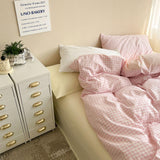 elvesmall Pastel Plaid Bedsheet Set