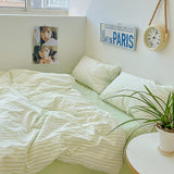 elvesmall Refreshing Stripes Lime Green Bedding Set