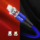 elvesmall USLION 3A LED 360 Degree Rotate QC3.0 Magnetic Fast Charging Type-C Micro USB Data Cable 1M for Samsung S10+ S9 9T Note8 HUAWEI P30Pro