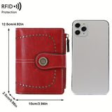 RFID Anti-theft Women's Wallet Multi-card Zipper Buckle Wallet Retro Multi-functional Short Small Wallet