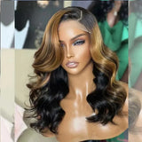 Human Hair Bodywave Glueless Left C Part Humanhair Wigs baby hair Wavy Short BobTransparent Lace Wig 100%