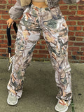 Stylish Camo Print High-Waist Loose-Fit Pants - Fashionable, Lightweight, Relaxed Straight Leg Design - Perfect for Casual Occasions, Everyday Wear, and Outdoor Activities