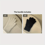 1 Pair Cozy Fuzzy Winter Gloves - Soft, Coldproof, Warm, and Breathable for Cycling - Recycled Polyester Blends, Knit Fabric, Hand Wash Only, Fall Season, Ideal for Women and Girls