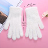 1 Pair Cozy Fuzzy Winter Gloves - Soft, Coldproof, Warm, and Breathable for Cycling - Recycled Polyester Blends, Knit Fabric, Hand Wash Only, Fall Season, Ideal for Women and Girls