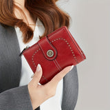 RFID Anti-theft Women's Wallet Multi-card Zipper Buckle Wallet Retro Multi-functional Short Small Wallet