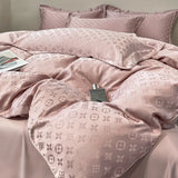 New four-piece set, Class A mother-baby level, light luxury satin jacquard, washed silk ice silk quilt cover, bed sheet