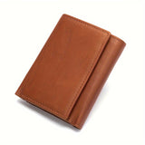 Premium Genuine Leather Tri-fold Wallet with Coin Pocket & RFID Shield - Secure, Stylish, & Ideal Valentines Gift for Him