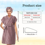 2pcs Womens Ultra-Soft Bath Skirt & Hair Cap Set - Quick-Drying, Wearable Towel Bathrobe, Adorable Solid Colors - Premium Bathroom Essentials for Daily Use