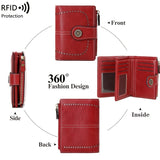 RFID Anti-theft Women's Wallet Multi-card Zipper Buckle Wallet Retro Multi-functional Short Small Wallet