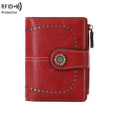 RFID Anti-theft Women's Wallet Multi-card Zipper Buckle Wallet Retro Multi-functional Short Small Wallet