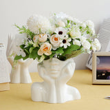 elvesmall Elegance White Girl Figurine Ceramic Vase