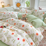 elvesmall Orange Flowers Cute Bedding Set