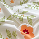 elvesmall Orange Flowers Cute Bedding Set