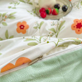 elvesmall Orange Flowers Cute Bedding Set
