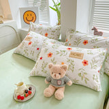 elvesmall Orange Flowers Cute Bedding Set