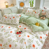 elvesmall Orange Flowers Cute Bedding Set