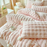 elvesmall Faux Fur Warm Fluffy Bedding Set