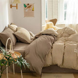 elvesmall Mini Plaid Print Pastel Bedding Set