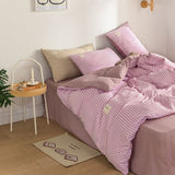 elvesmall Mini Plaid Print Pastel Bedding Set