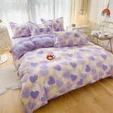 elvesmall Pastel Purple Hearts Bedding Set