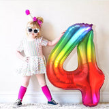 elvesmall  40inch New Rainbow Number Foil Balloons Happy Birthday Wedding Party Decoration Adult Colorful Unicorn Globos Kids Gift