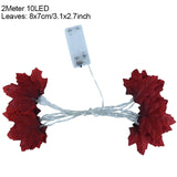 2M 10LED Artificial Autumn Maple Leaves Garland Led Fairy Lights for Christmas Decoration Thanksgiving Party DIY Decor Halloween