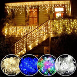 elvesmall Christmas lights waterfall outdoor decoration 5M droop 0.4-0.6m led lights curtain string lights party garden eaves decoration