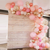 elvesmall 110pcs Pink Balloon Arch Garland Kit White Gold Confetti Latex Balloons Valentines Day Wedding Birthday Party Decoration