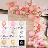 elvesmall 110pcs Pink Balloon Arch Garland Kit White Gold Confetti Latex Balloons Valentines Day Wedding Birthday Party Decoration