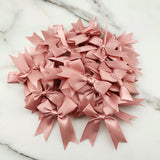 elvesmall (50 Pcs/pack) 85*85mm Fresh Pink Ribbon Bows Small Size Satin Ribbon Bow Flower Craft Decoration Handwork DIY Party Decoration