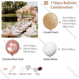 elvesmall 116pcs Cream Peach Balloons Garland Kit Wedding Decoration Chrome Rose Gold White Balloon Arch Birthday Party Baby Shower Decor