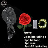 elvesmall 1set LED Luminous Rose Balloon with roses Transparent Bobo Ballon Valentines Bouquet Gift Bag Wedding Birthday Party Decorations