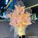 elvesmall 1set LED Luminous Rose Balloon with roses Transparent Bobo Ballon Valentines Bouquet Gift Bag Wedding Birthday Party Decorations