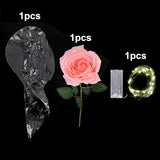 elvesmall 1set LED Luminous Rose Balloon with roses Transparent Bobo Ballon Valentines Bouquet Gift Bag Wedding Birthday Party Decorations