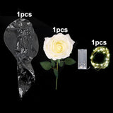 elvesmall 1set LED Luminous Rose Balloon with roses Transparent Bobo Ballon Valentines Bouquet Gift Bag Wedding Birthday Party Decorations