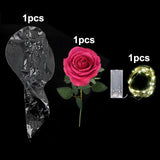 elvesmall 1set LED Luminous Rose Balloon with roses Transparent Bobo Ballon Valentines Bouquet Gift Bag Wedding Birthday Party Decorations