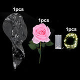 elvesmall 1set LED Luminous Rose Balloon with roses Transparent Bobo Ballon Valentines Bouquet Gift Bag Wedding Birthday Party Decorations