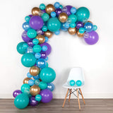 elvesmall 98Pcs Purple Blue Latex Balloons Garland Set Mermaid Theme Party Supplies For Baby Shower Kids Girls Birthday Event Decor