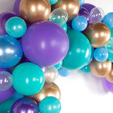 elvesmall 98Pcs Purple Blue Latex Balloons Garland Set Mermaid Theme Party Supplies For Baby Shower Kids Girls Birthday Event Decor