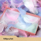 elvesmall 100pcs/bag Colorful Feathers Gift Packing Material Box Filler Supplies Diy Craft Wedding Birthday Party Decoration Accessories