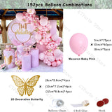 elvesmall 152pcs Macaron Purple Balloons Garland Arch Kit Wedding Decoration 3D Butterfly Ballon Globos Baby Shower Birthday Party Decor