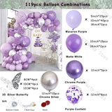 elvesmall 152pcs Macaron Purple Balloons Garland Arch Kit Wedding Decoration 3D Butterfly Ballon Globos Baby Shower Birthday Party Decor