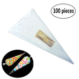 elvesmall 100pcs/lot DIY Candy Bag Wedding Favors Birthday Party Decoration Sweet Cellophane Transparent Cone Storage with Organza Pouches