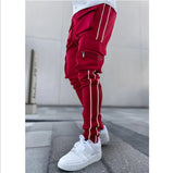 Spring and autumn tooling pants men's tide brand stretch multi-pocket reflective straight sports fitness leisure trousers Sweatpants