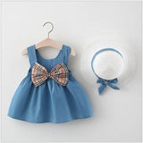 Summer Girls Dress Kids Sleeveless Vest Dresses With Bowknot Baby Princess Skirt Children Suspender Skirts 0-3 Years