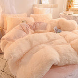 Plush Duvet Cover Set 4 Pieces King Queen Size Ultra Soft Bedding Set Faux Fur Design Comforter Home Bed Textiles